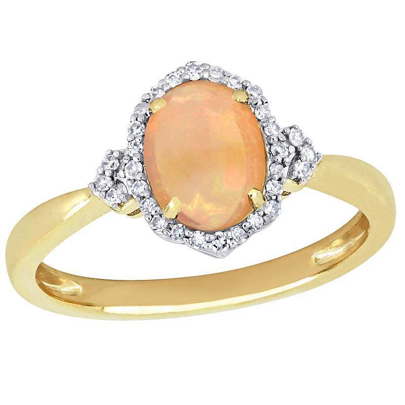 Stella Grace 10k Gold 1/8 Carat T.W. Diamond & Ethiopian Opal Ring, Womens Product Image