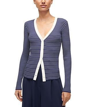 Womens Cargo Rib-Knit V-Neck Cardigan Product Image