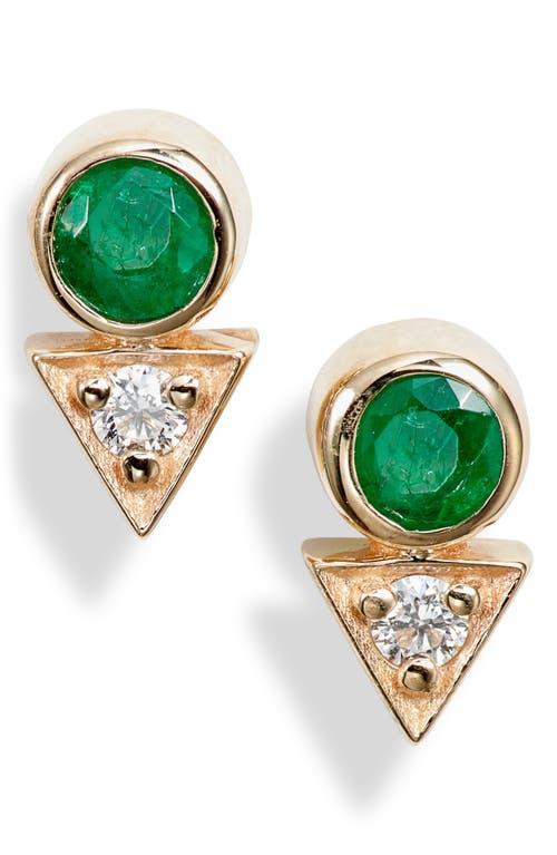 Anzie Clo Emerald & Diamond Stud Earrings Product Image