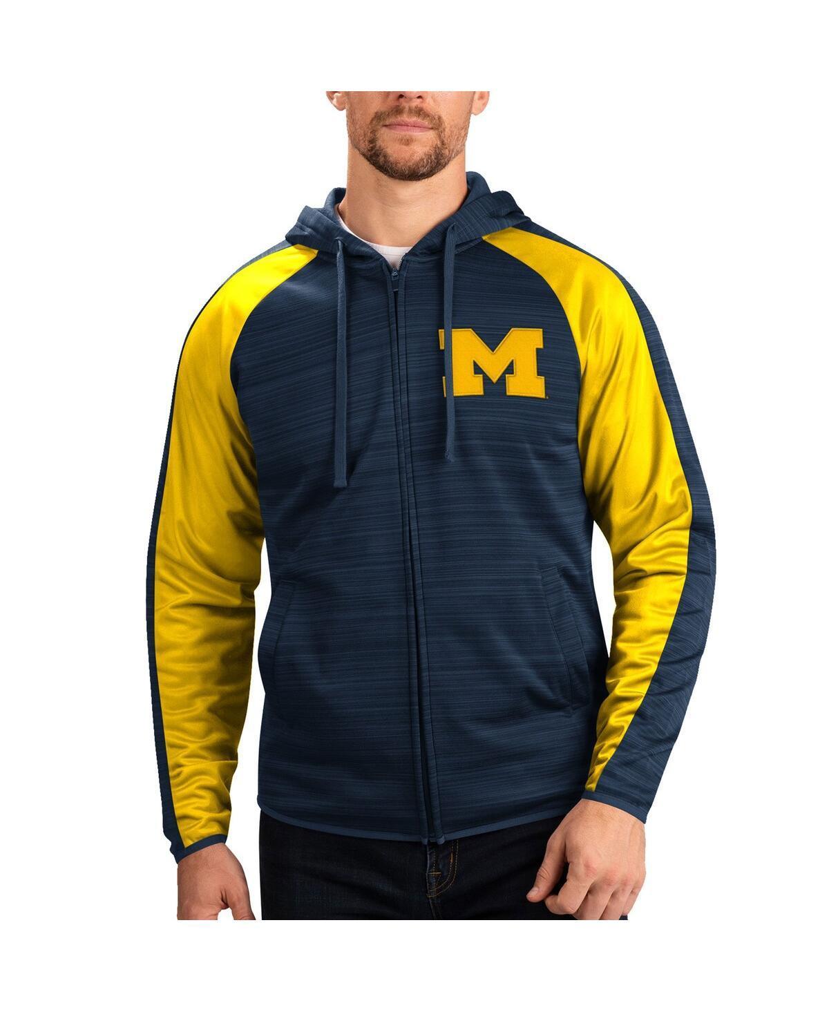 Mens G-III Sports by Carl Banks Michigan Wolverines Neutral Zone Raglan Full-Zip Track Jacket Hoodie Blue Product Image