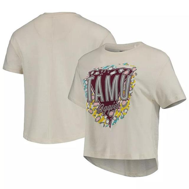 Womens Pressbox Cream Texas A&M Aggies Taylor Animal Print Cropped T-Shirt Product Image