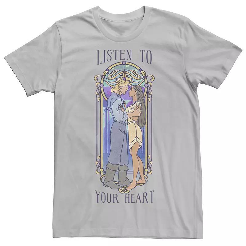 Mens Disney Pocahontas John Listen To Your Heart Tee Silver Product Image