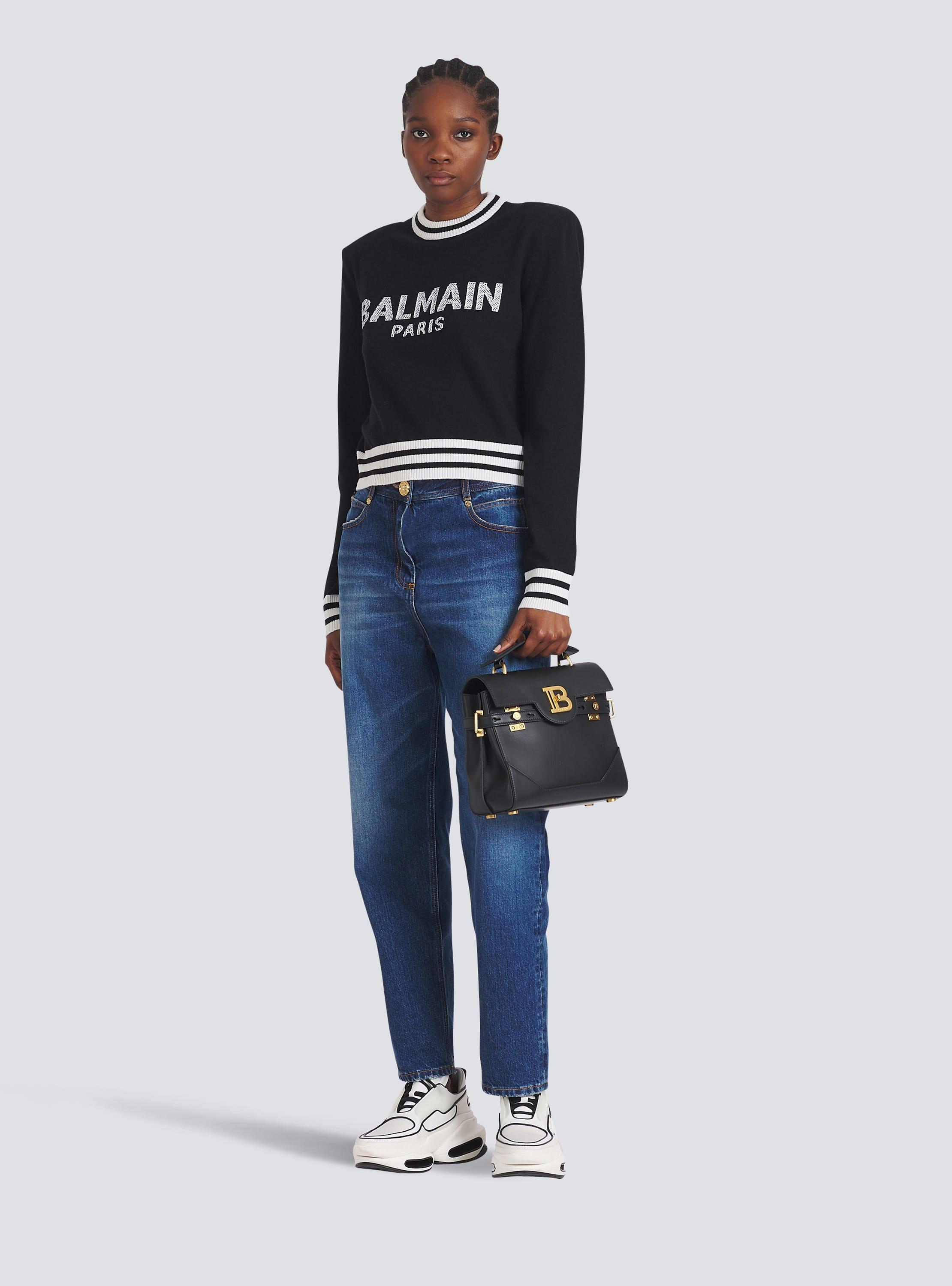 Cropped wool sweatshirt with Balmain logo Product Image