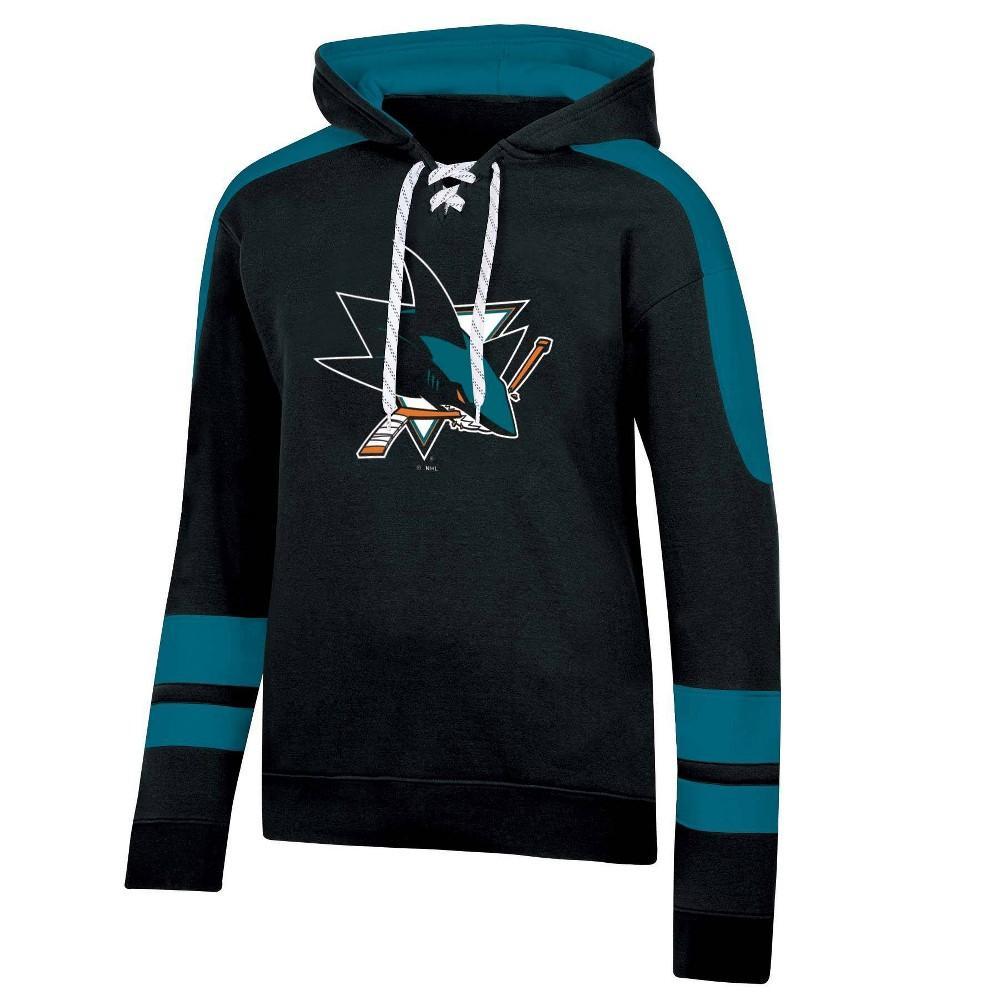 NHL San Jose Sharks Mens Long Sleeve Hooded Sweatshirt with Lace Product Image