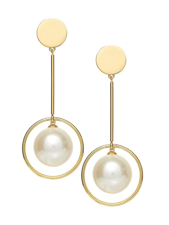 Lele Sadoughi Pendulum Linear Imitation Pearl Drop Earrings in 14K Gold Plated Product Image