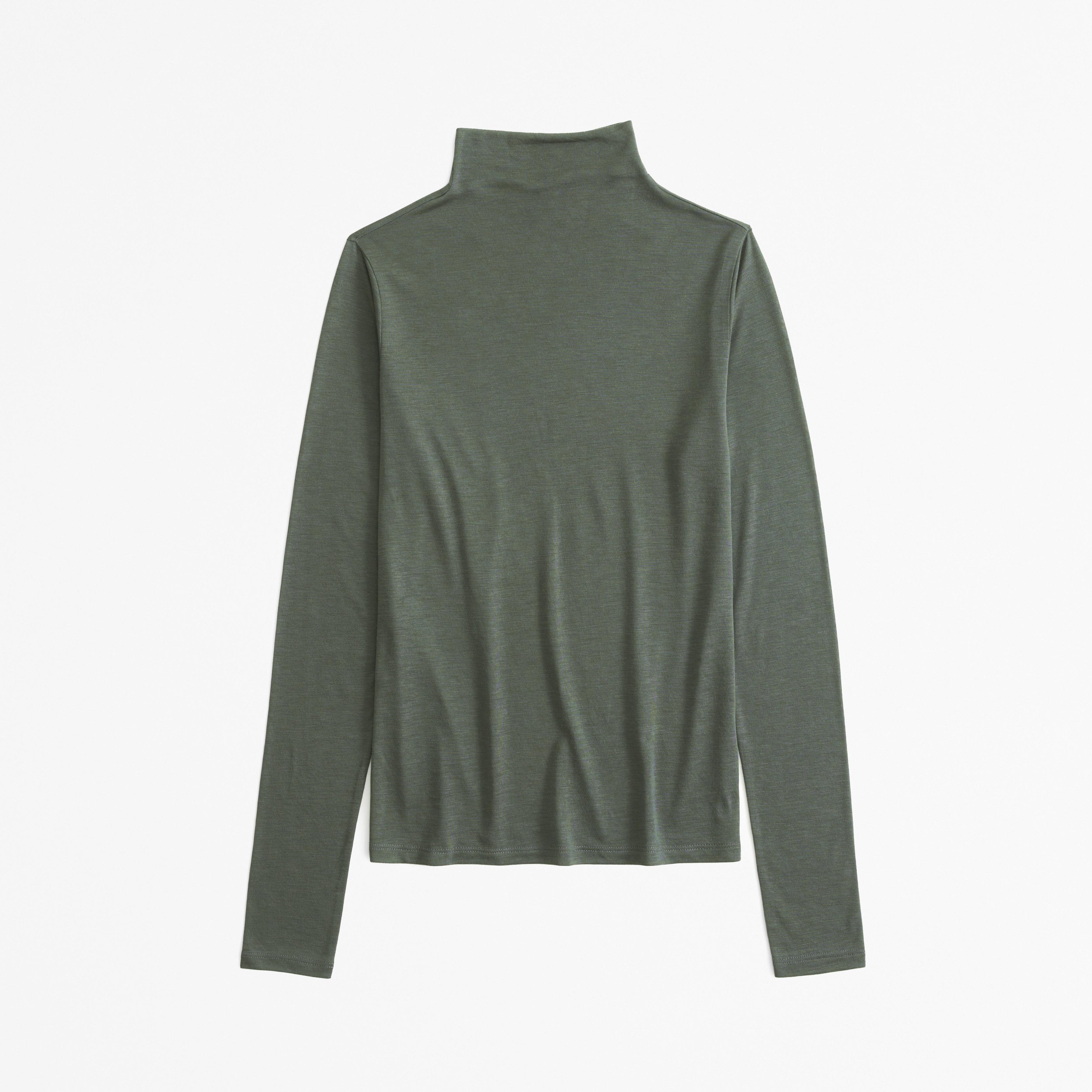 Long-Sleeve Grown-On Mockneck Top Product Image