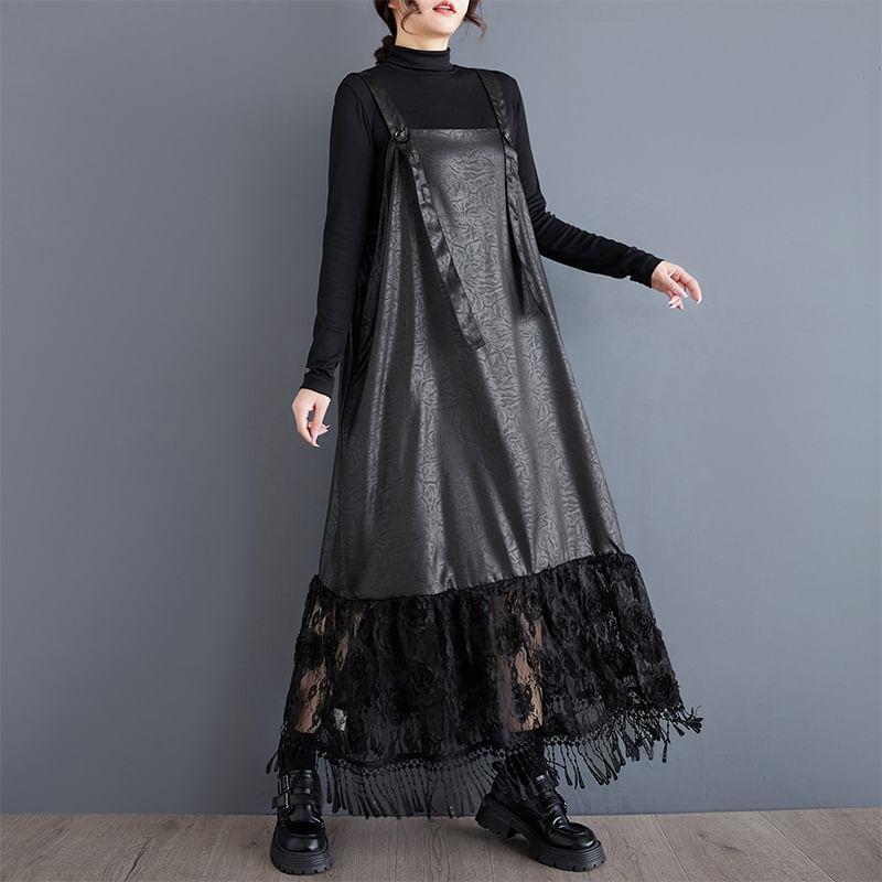 Lace Panel Midi A-Line Jumper Dress Product Image