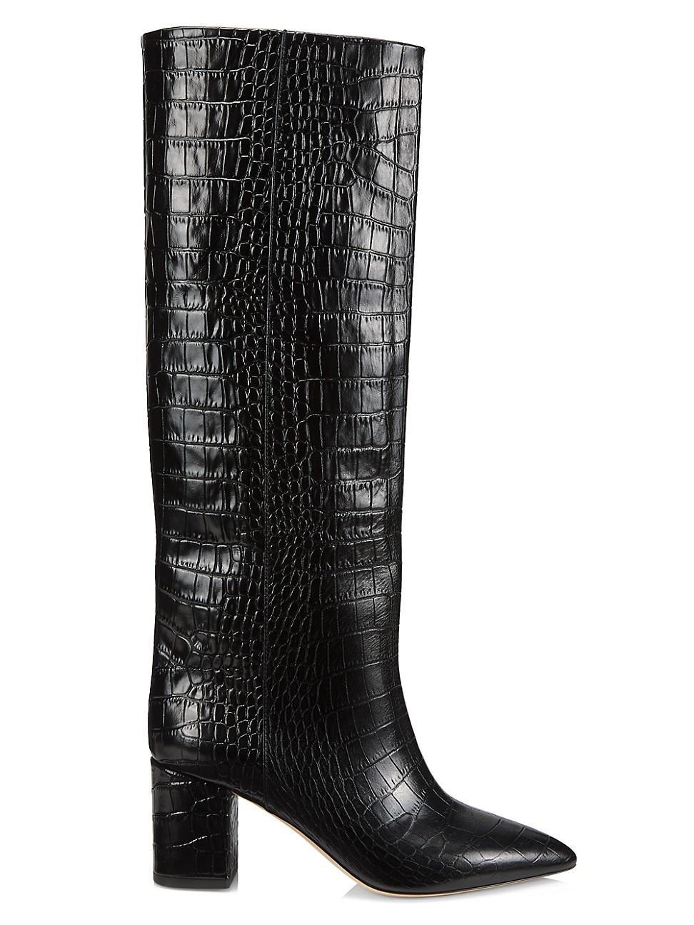 Womens Anja 70MM Crocodile-Embossed Leather Boots Product Image