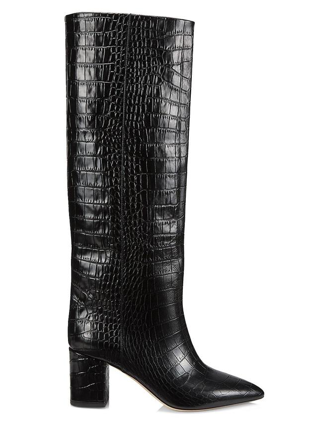 Womens Anja 70MM Crocodile-Embossed Leather Boots Product Image