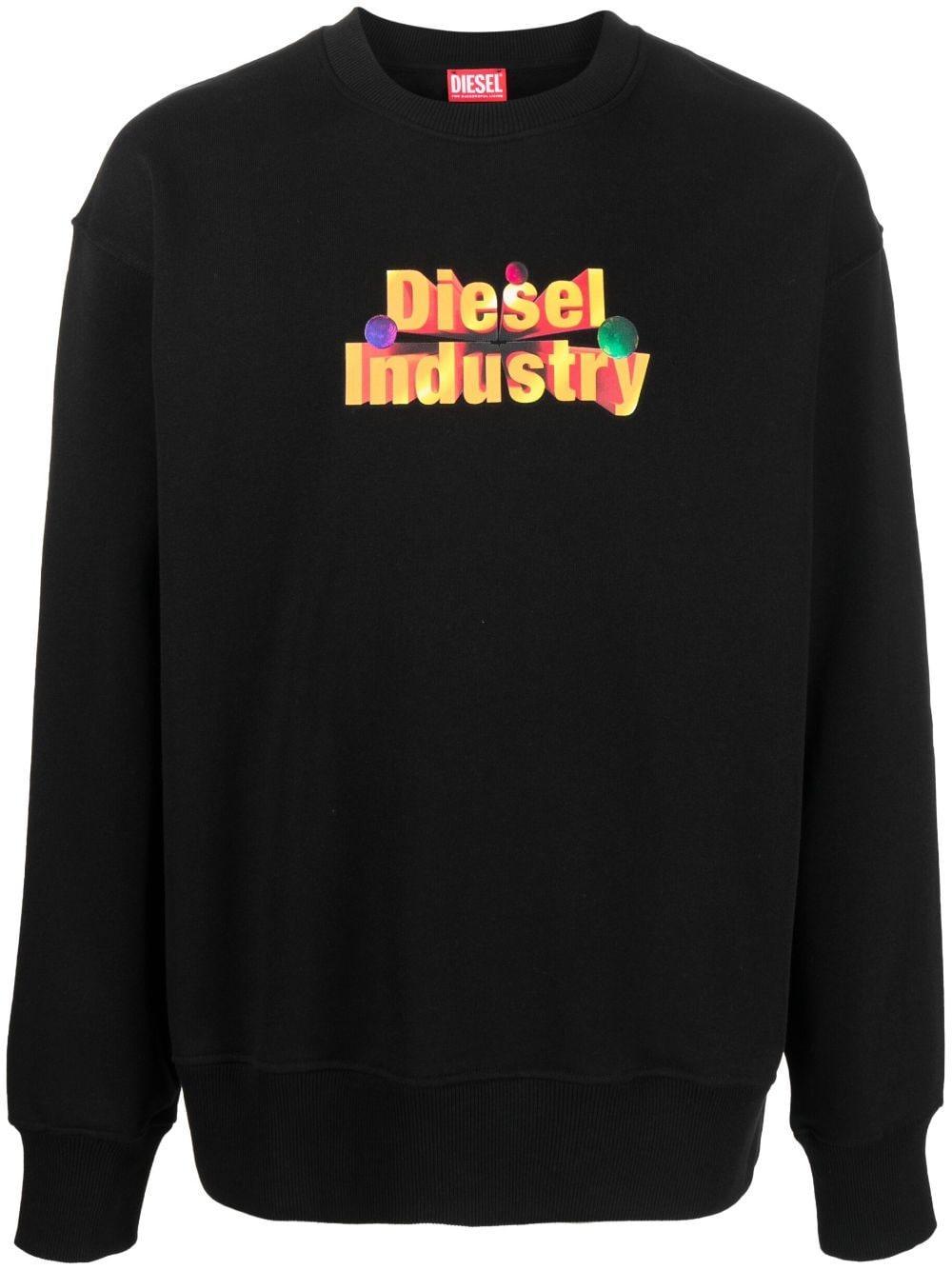 Logo-stamp Crew-neck Sweatshirt In Black Product Image