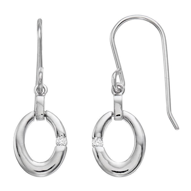 SIRI USA by TJM Sterling Silver Cubic Zirconia Open Circle Drop Earrings, Womens, White Product Image