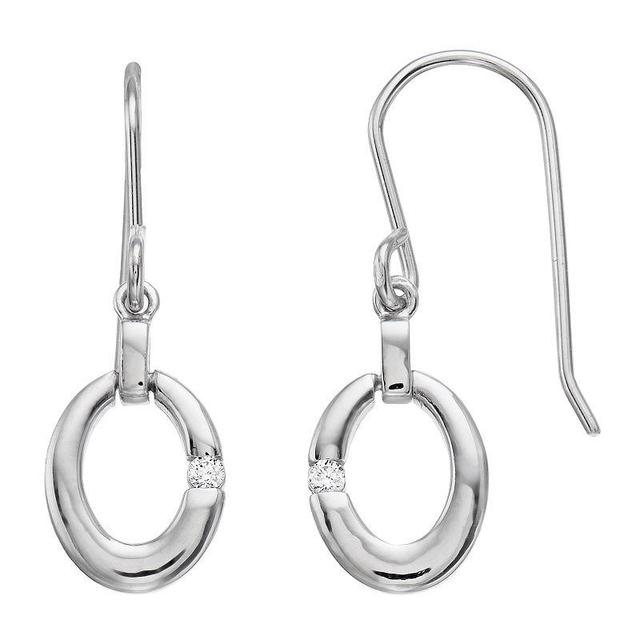 SIRI USA by TJM Sterling Silver Cubic Zirconia Open Circle Drop Earrings, Womens Product Image