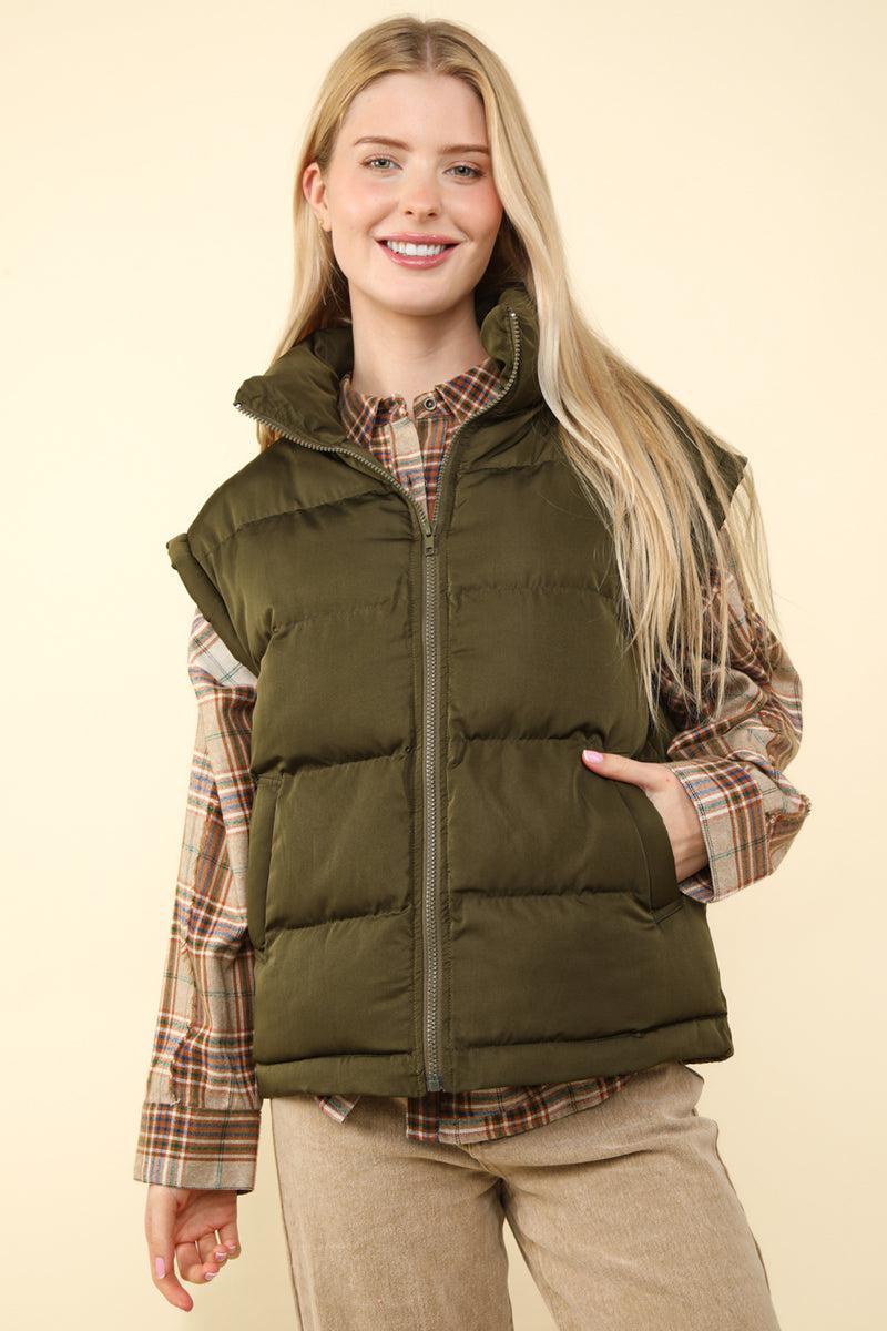 Olive Puffer Vest product image