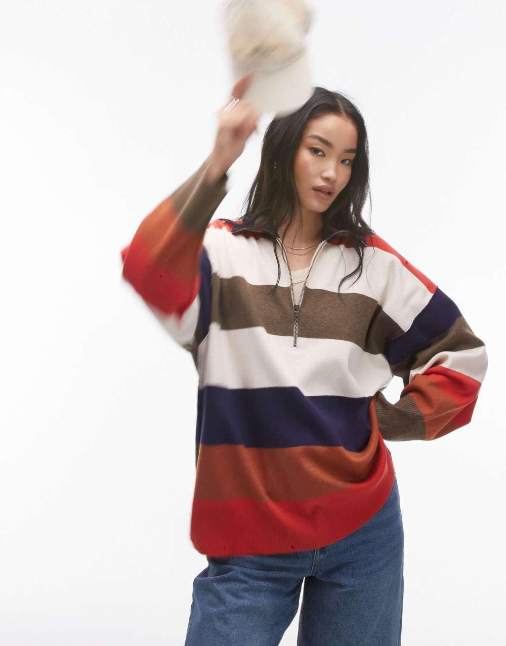 Free People bold stripe sweater in multi product image