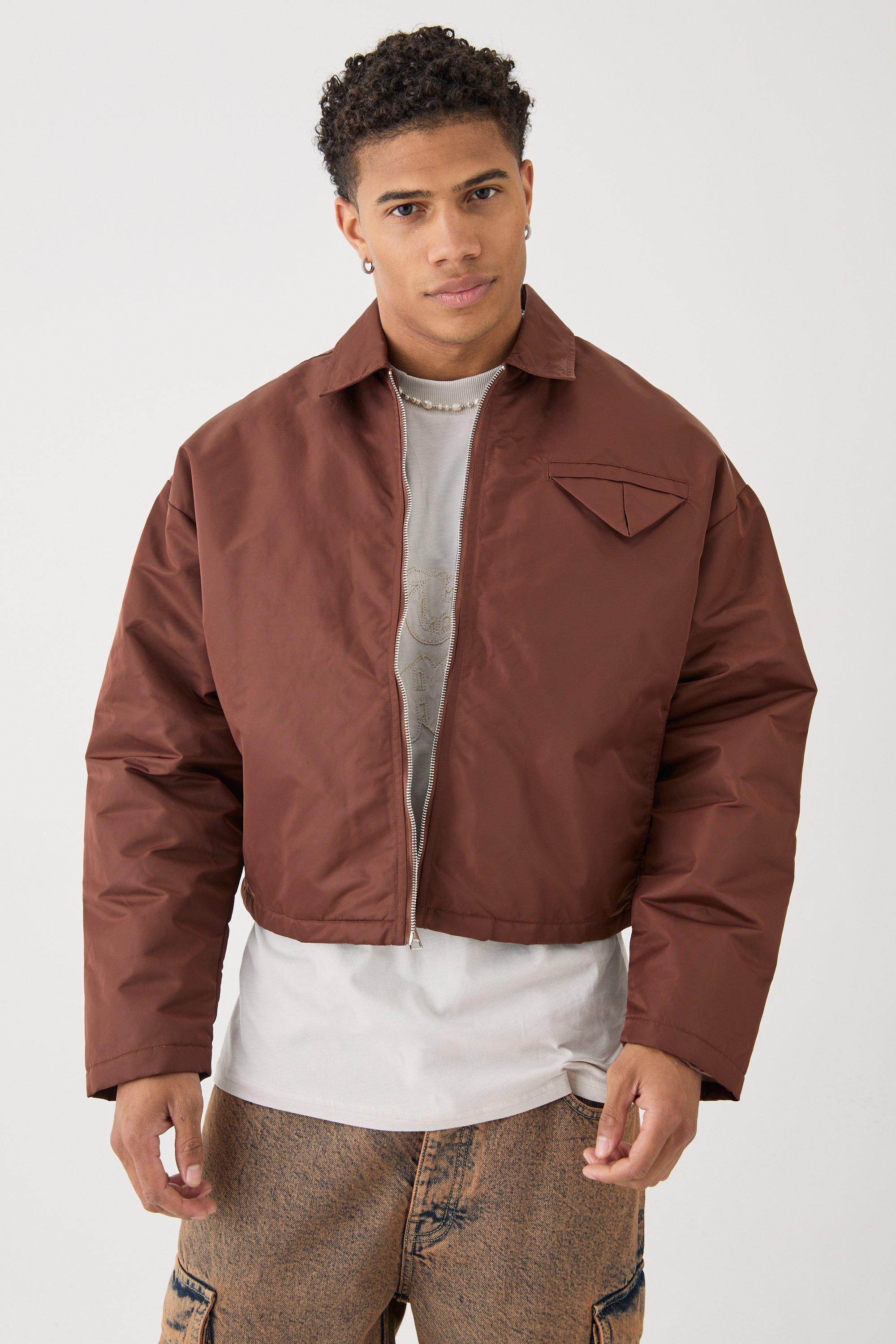 Boxy Satin Collared Bomber | boohooMAN USA Product Image