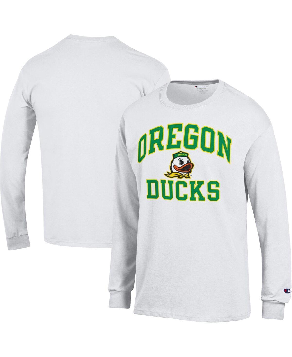 Mens Champion White Oregon Ducks High Motor Long Sleeve T-shirt Product Image