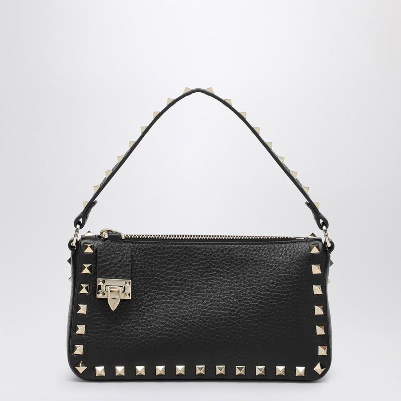 Small Rockstud Leather Shoulder Bag In Black Product Image