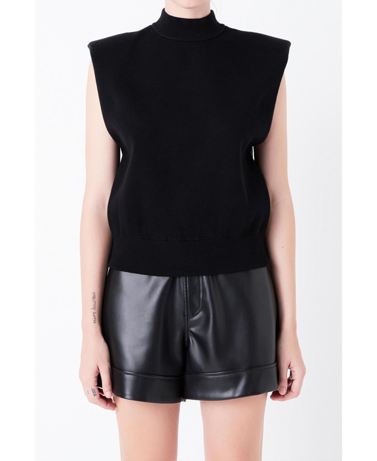 Grey Lab Mock Neck Sleeveless Knit Top Product Image