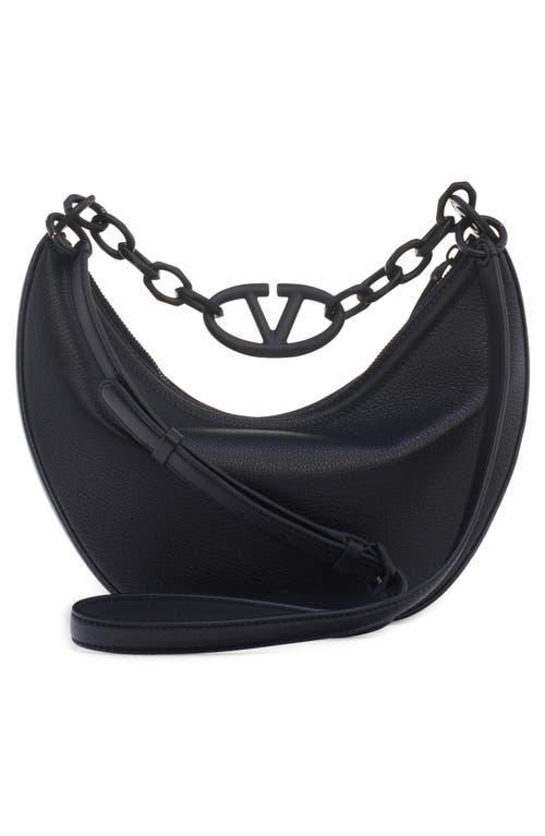 Small Leather Vlogo Moon Shoulder Bag In 0no Nero Product Image