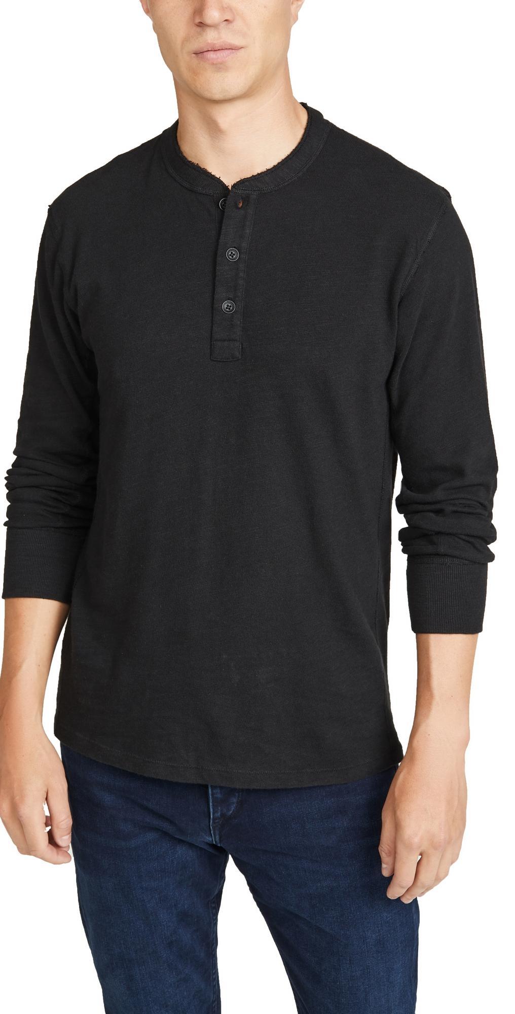 RAG & BONE Long Sleeve Classic Henley In Black Product Image