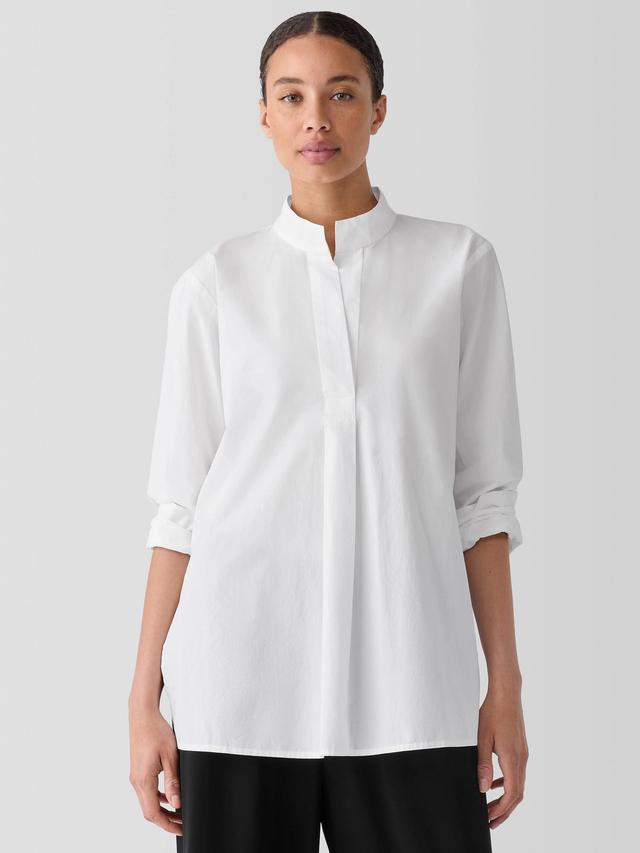 EILEEN FISHER Washed Organic Cotton Poplin Stand Collar Topfemale Product Image