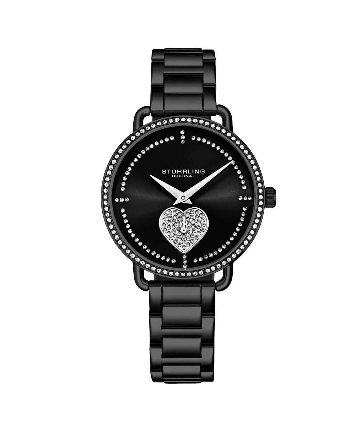 Womens Black Case and Bracelet, Crystal Studded Black Dial Watch Product Image