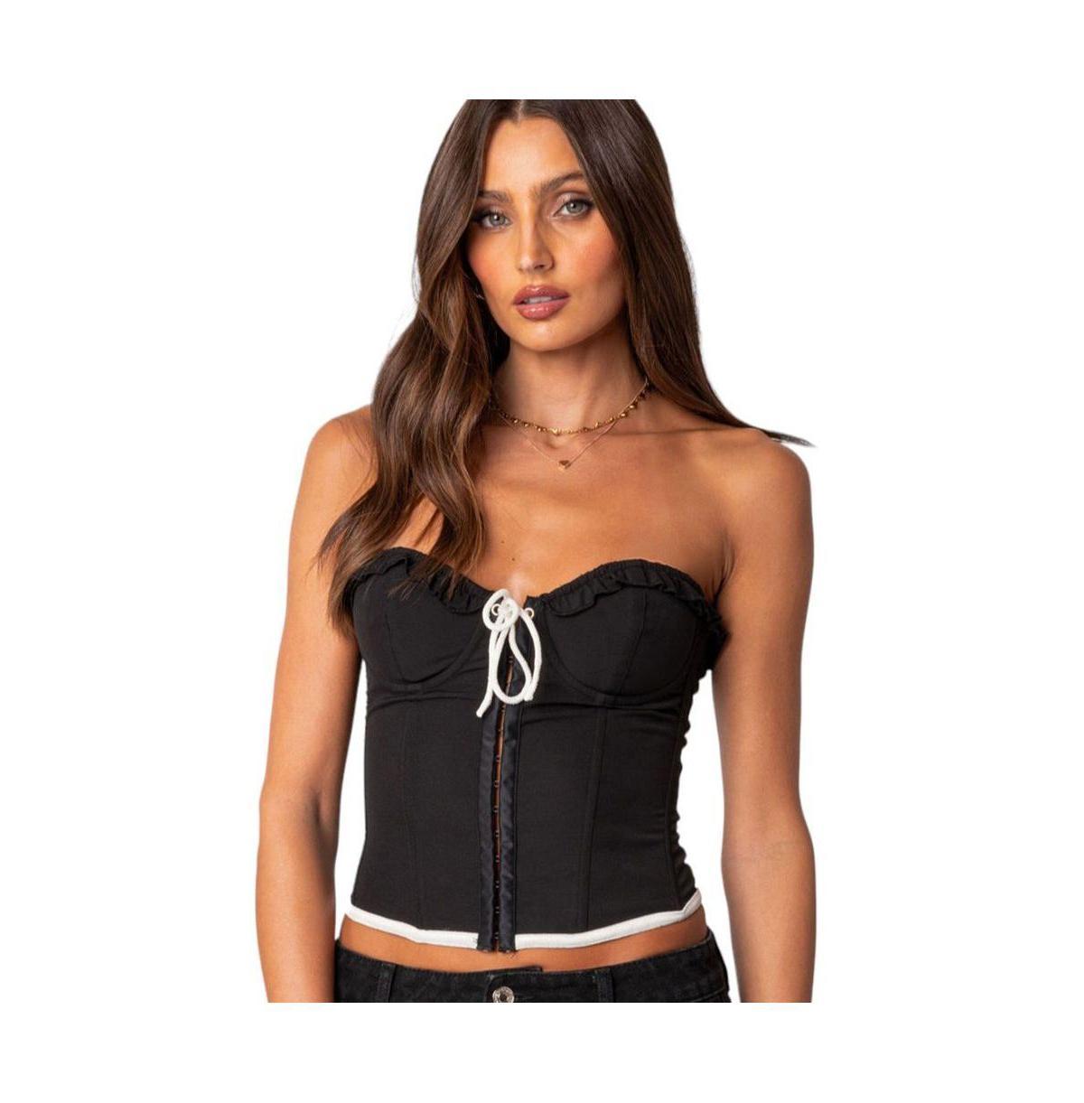 EDIKTED Abbey Ruffle Trim Corset Top Product Image