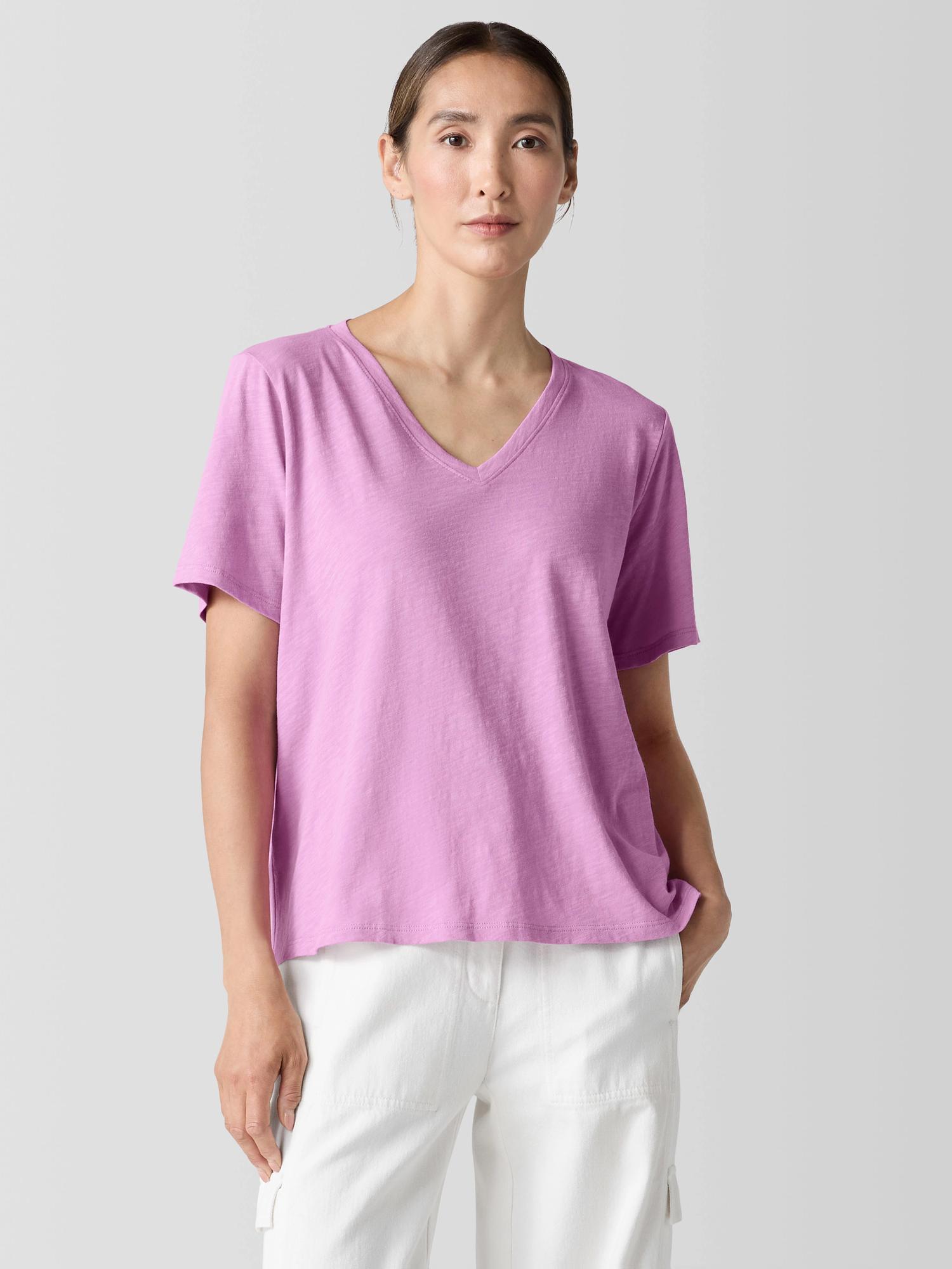 Organic Cotton Slubby Jersey V-Neck Tee Product Image