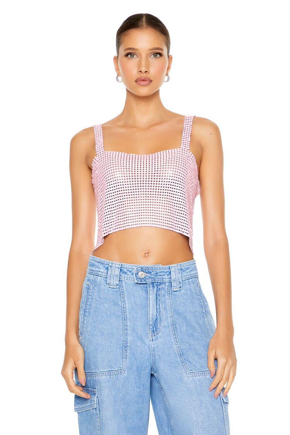 Chainmail Split-Back Crop Top | Forever 21 Product Image