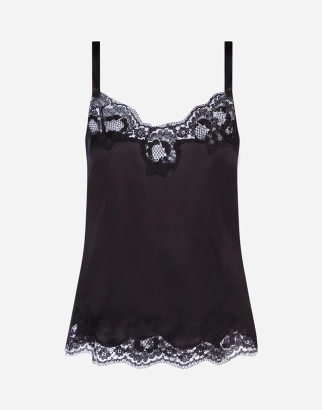 Lingerie Top In Satin And Lace In Black Product Image