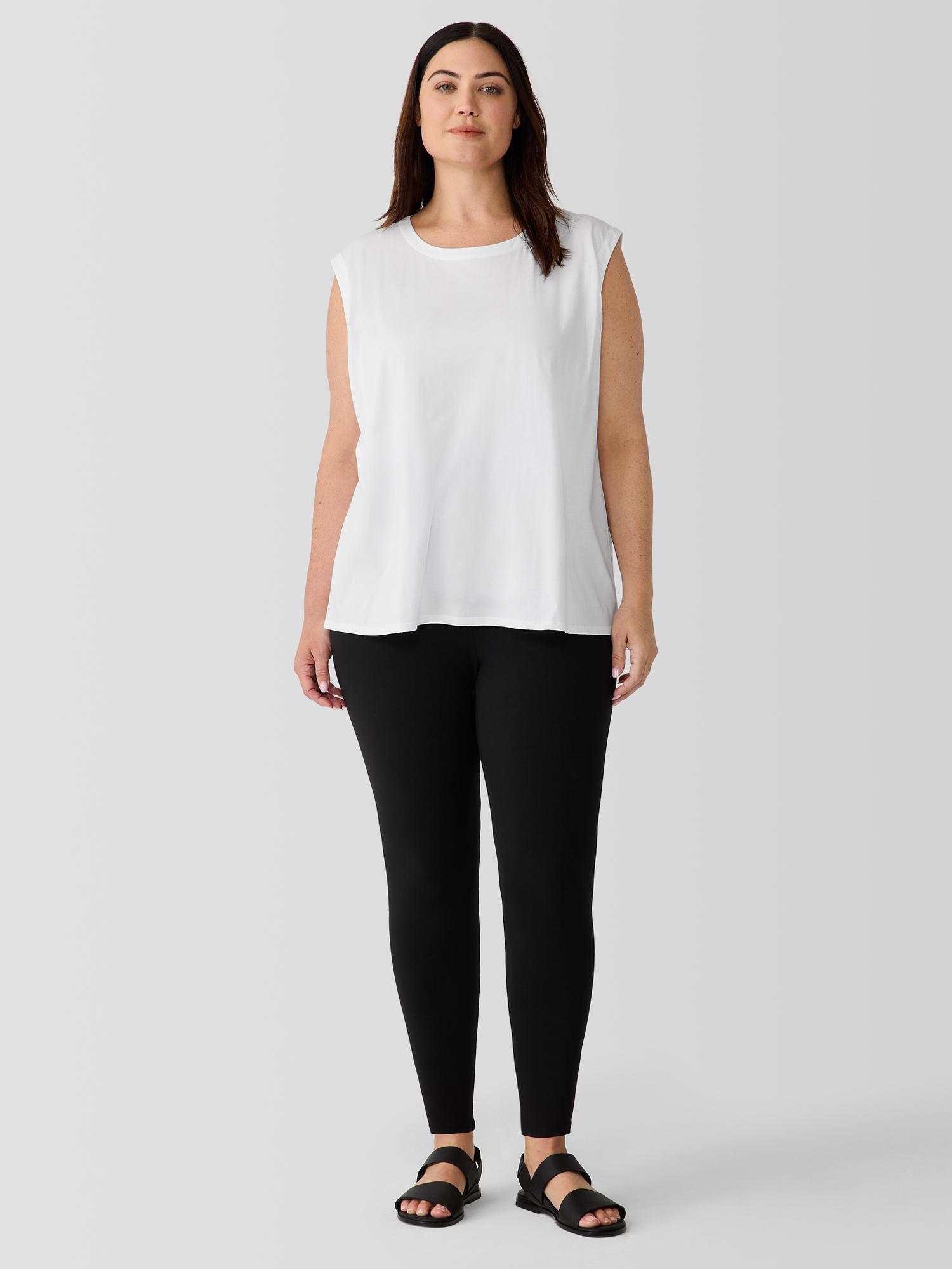 EILEEN FISHER Organic Pima Cotton Jersey Round Neck Tankfemale Product Image