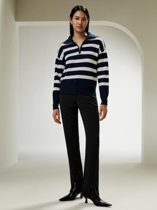 Collared Quarter-Zip Wool Sweater Product Image