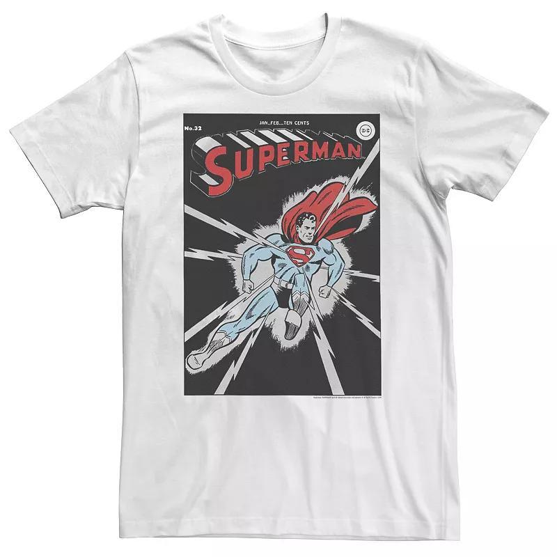 DC Comics Big & Tall DC Comics Superman No. 32 Comic Cover Poster Tee, Men's, Size: Large Tall, White Product Image