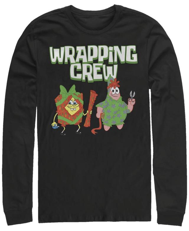 Mens Nickelodeon Spongebob Squarepants Patrick Wrapping Crew Christmas Long Sleeve Graphic Tee Blue Product Image