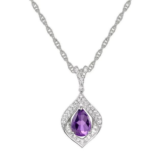 Sterling Silver Amethyst Pendant, Womens Product Image