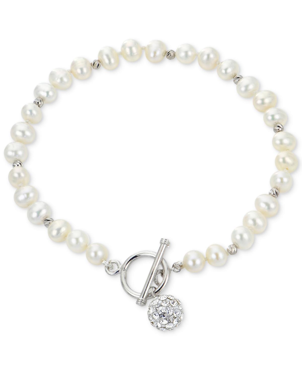 PearLustre by Imperial Freshwater Cultured Pearl & Crystal Bead Bracelet, Womens Sterling Silver Product Image