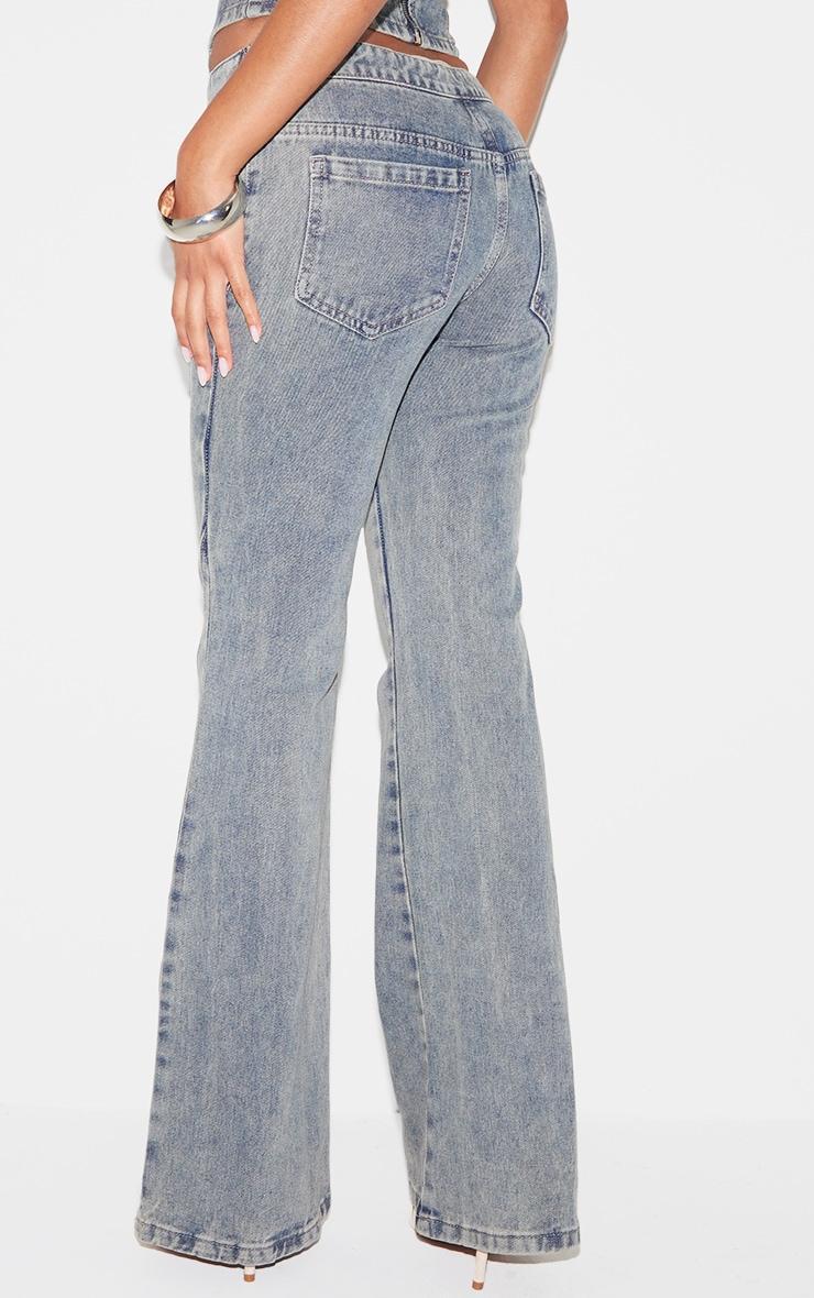 Vintage Asymmetric Waistband Jet Zip Detail Flared Jeans Product Image