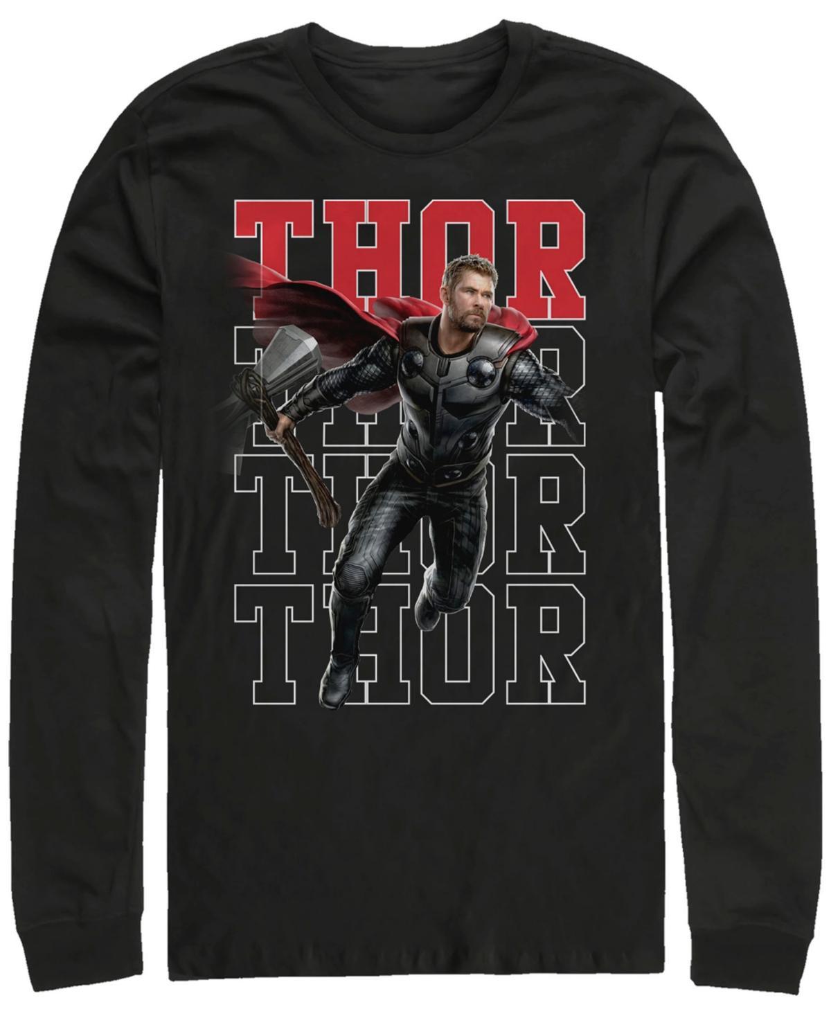 Mens Marvel Avengers Endgame Thor Pose Name Stack Long Sleeve Graphic Tee Product Image