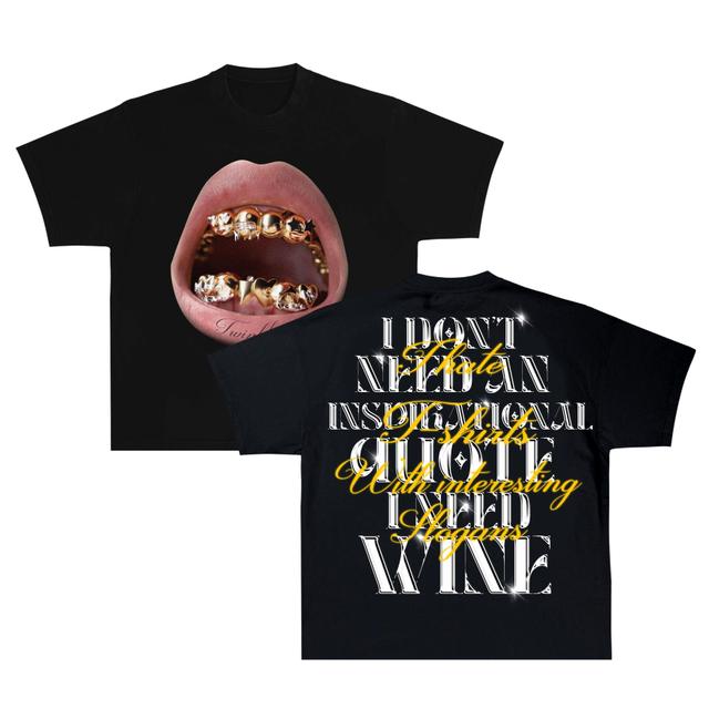 Men's Unisex Lip Braces Shining Print Cotton Short Sleeve T-Shirt Product Image