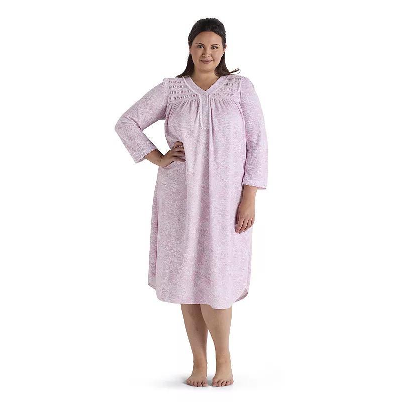 Plus Size Miss Elaine Essentials Honeycomb Long Gown, Womens Product Image