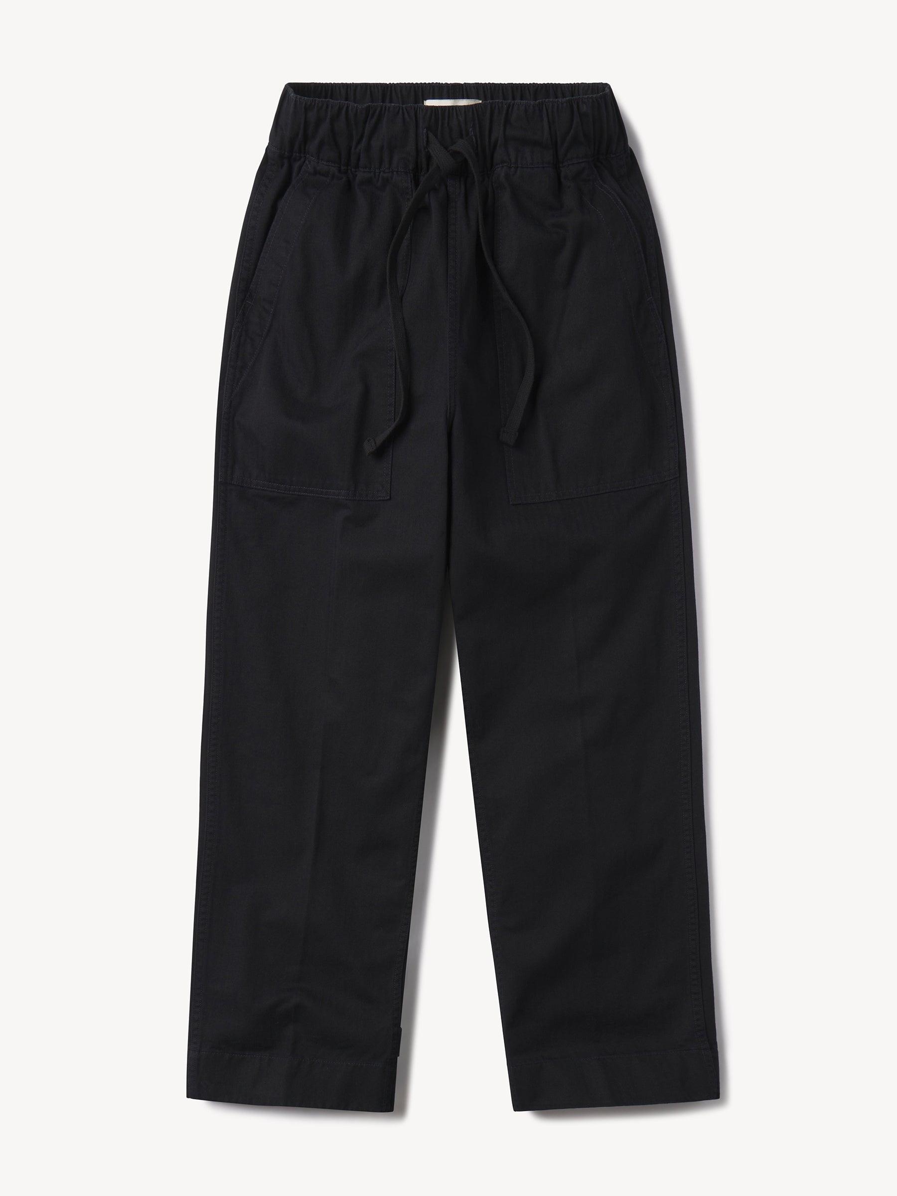 Black Herringbone Twill Utility Pull-On Pant Product Image