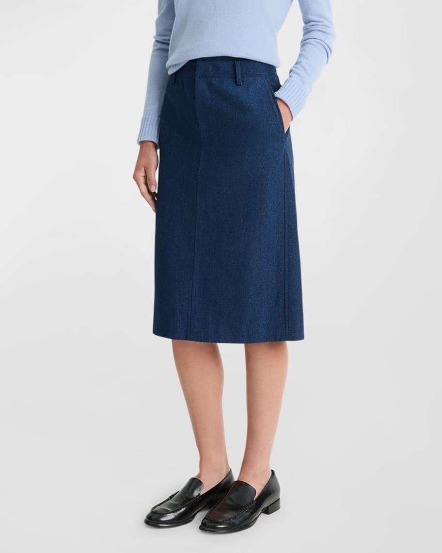 Double Waistband Cotton Twill Pencil Skirt product image