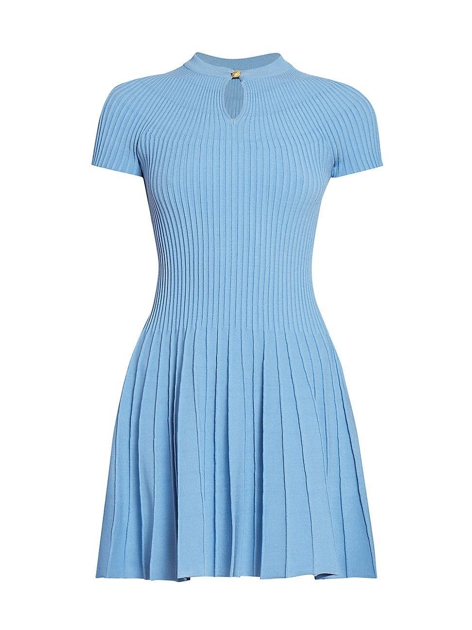 Womens Pleated Knit Flared Minidress Product Image