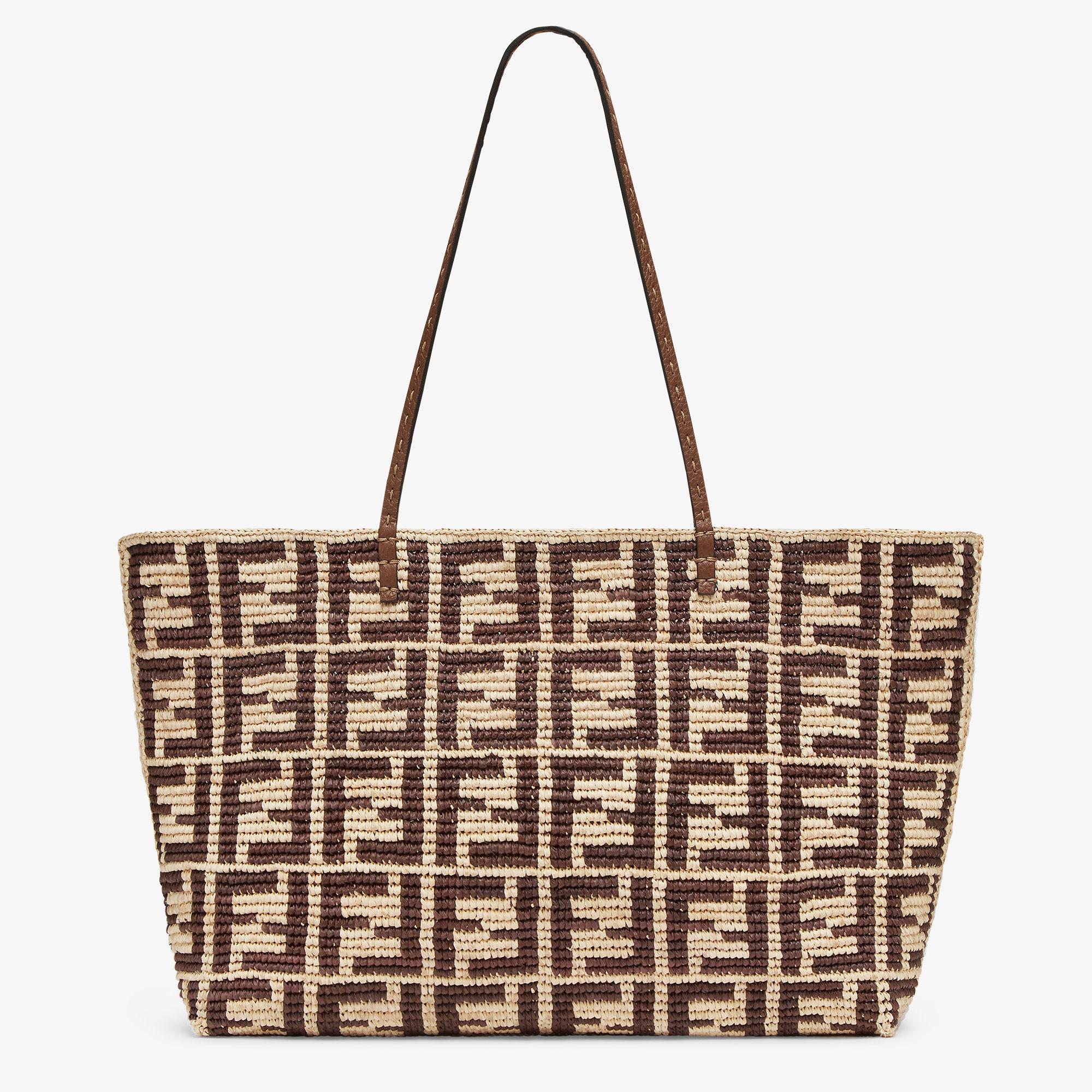 Large RollBrown FF raffia crochet Shopper Product Image