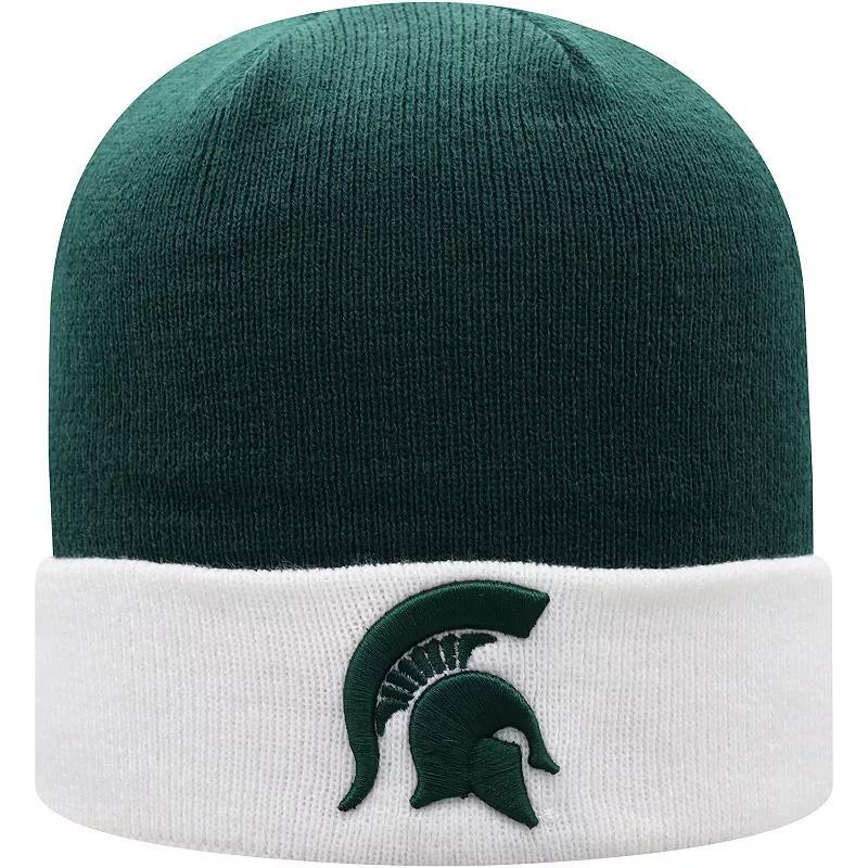 Mens Top of the World /White Michigan State Spartans Core 2-Tone Cuffed Knit Hat Product Image