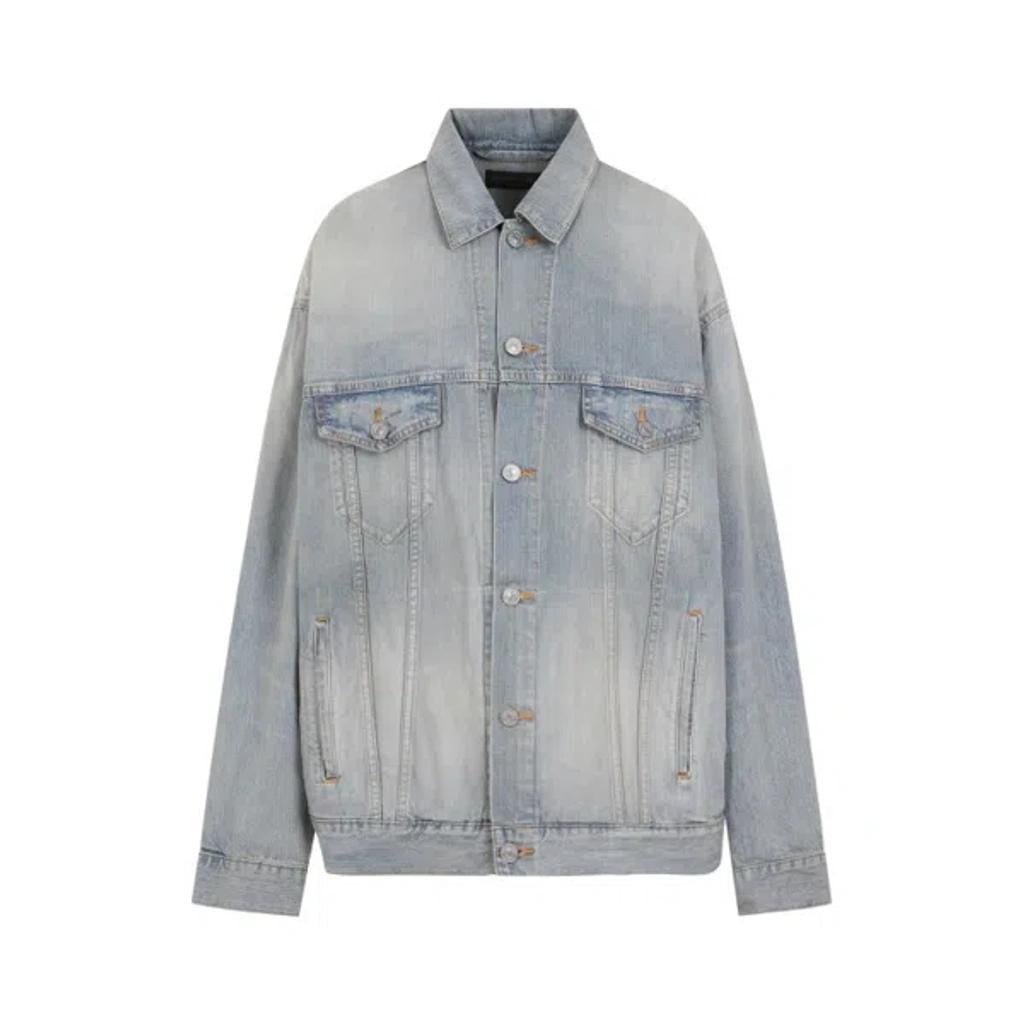 BALENCIAGA Light Blue Cotton Jacket In Blonde Ring Product Image