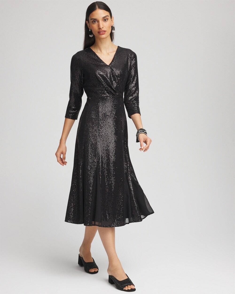 Surplice Sequin Midi Dress Product Image