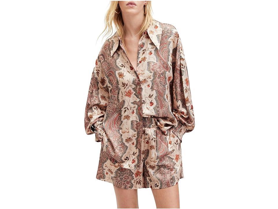 Allsaints Charli Cascade Smocked Cuff Shirt Product Image