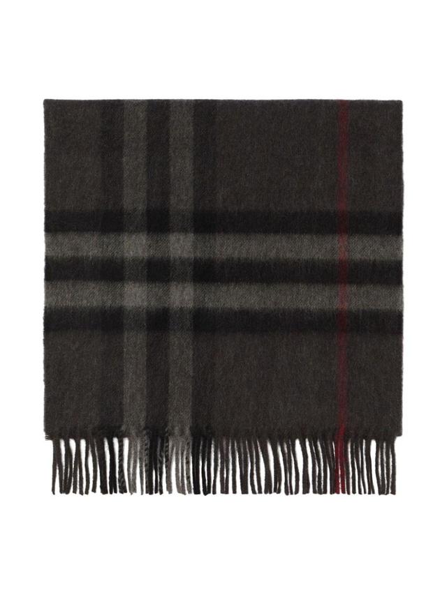 BURBERRY Check Cashmere Scarf In Grey Product Image