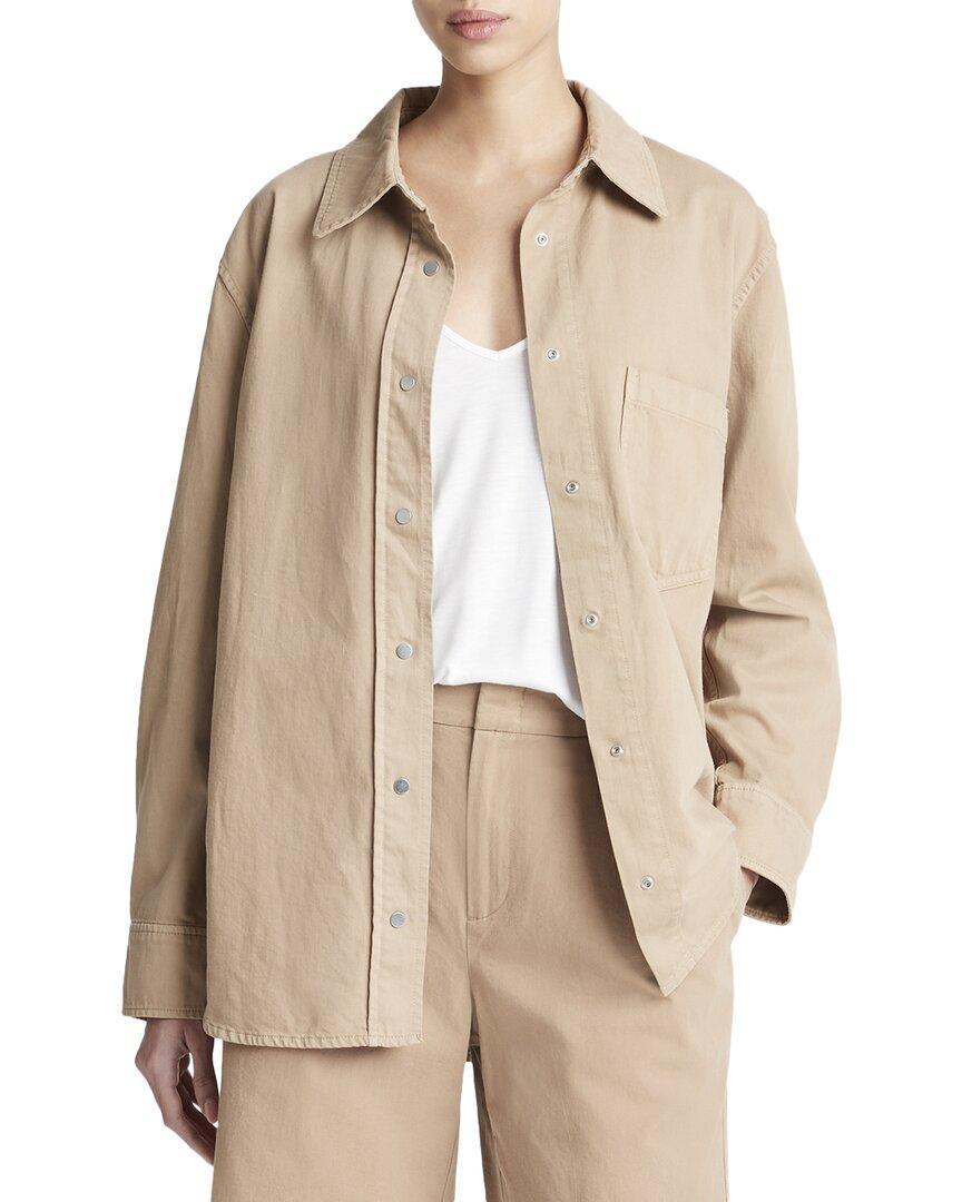 VINCE Cotton Twill Shirt Jacket In Beige Product Image